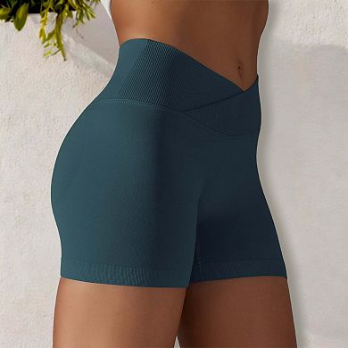 Women's Overlap Ribbed V-Waist Shorts