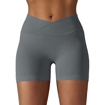 Women's Overlap Ribbed V-Waist Shorts