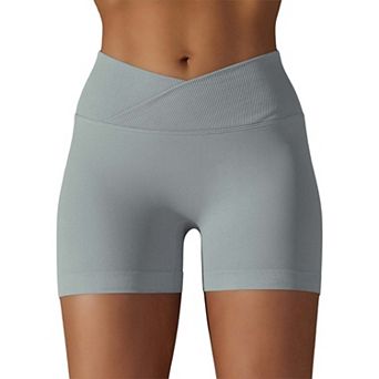 Women's Overlap Ribbed V-Waist Shorts