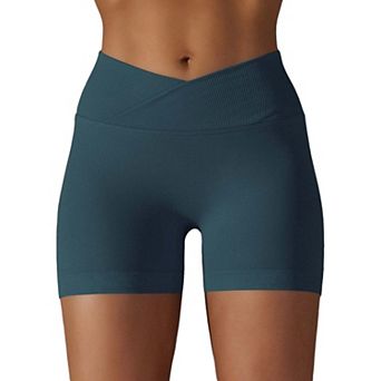 Women's Overlap Ribbed V-Waist Shorts