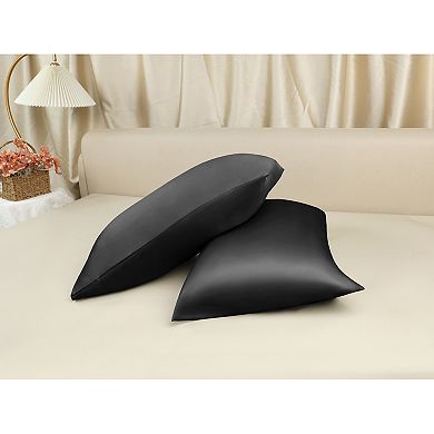 Set of 2 Satin Pillow Cases for Hair and Skin, Cooling Pillow Covers with Envelope Closure
