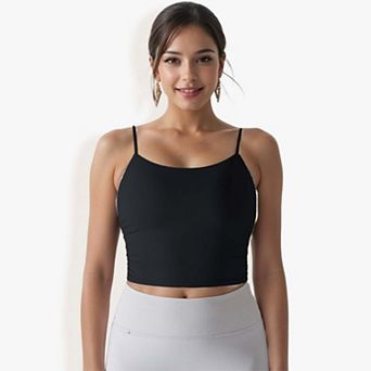 Women's Spaghetti Strap Sports Crop Top with Ruched Detailing and Breathable Fabric