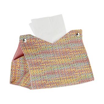 1 pc Durable Woven Pattern Tissue Box Cover For Living Room Table Desk
