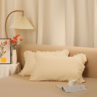 Set Of 4 Edge Ruffled Pillow Cases With Envelope Closure Queen 20"x30"