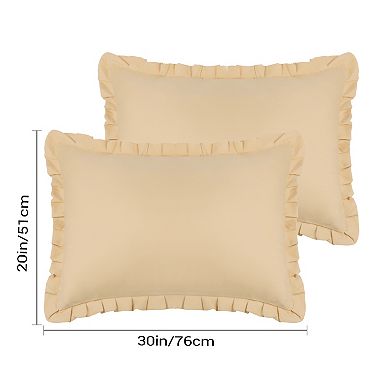 Set Of 4 Edge Ruffled Pillow Cases With Envelope Closure Queen 20"x30"