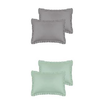 Set Of 4 Edge Ruffled Pillow Cases With Envelope Closure Queen 20"x30"