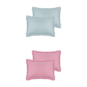 Set Of 4 Edge Ruffled Pillow Cases With Envelope Closure Queen 20"x30"