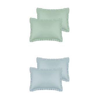 Set Of 4 Edge Ruffled Pillow Cases With Envelope Closure Queen 20"x30"
