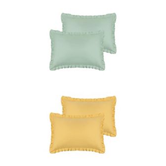 Set Of 4 Edge Ruffled Pillow Cases With Envelope Closure Queen 20"x30"