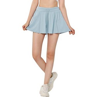 Women's High-Waisted Athletic Skort with Drawstring Waist and Pockets
