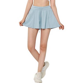 Women's High-Waisted Athletic Skort with Drawstring Waist and Pockets