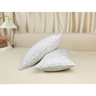 Set of 2 Pillowcase for Hair and Skin Breathable, Soft Floral Pillow Cases with Envelope Closure