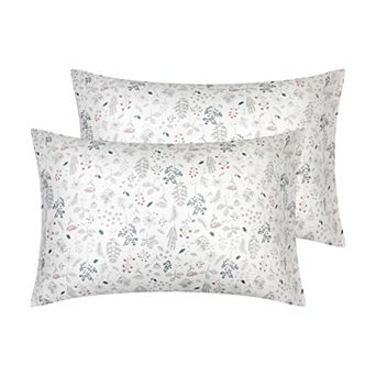 Set of 2 Pillowcase for Hair and Skin Breathable, Soft Floral Pillow Cases with Envelope Closure