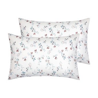 Set of 2 Pillowcase for Hair and Skin Breathable, Soft Floral Pillow Cases with Envelope Closure