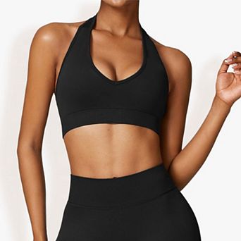 Women's Plunge Halter Neck Sports Bra