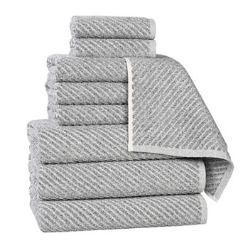 SUPERIOR 9 pc Amelia Cotton Blend Medium Weight Diagonal Stripes Towel Set