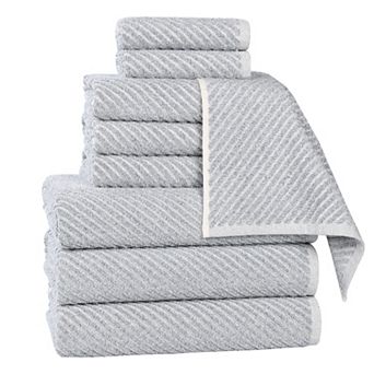 SUPERIOR 9 pc Amelia Cotton Blend Medium Weight Diagonal Stripes Towel Set