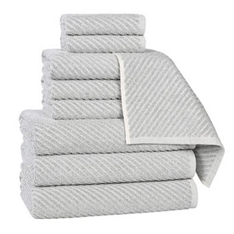SUPERIOR 9 pc Amelia Cotton Blend Medium Weight Diagonal Stripes Towel Set