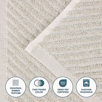 SUPERIOR 12-Piece Amelia Cotton Blend Medium Weight Diagonal Stripes Towel Set
