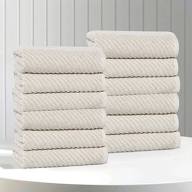 SUPERIOR 12-Piece Amelia Diagonal Stripes Face Towel or Washcloth Set