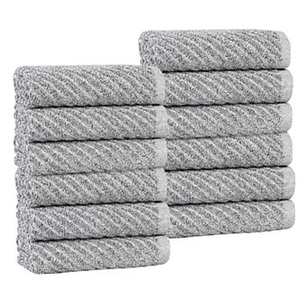 SUPERIOR 12 pc Amelia Diagonal Stripes Face Towel or Washcloth Set