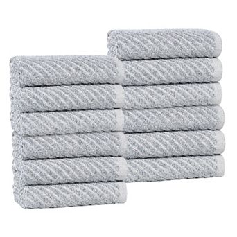 SUPERIOR 12 pc Amelia Diagonal Stripes Face Towel or Washcloth Set