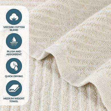 SUPERIOR 6-Piece Amelia Cotton Blend Diagonal Stripes Hand Towel Set