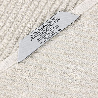 SUPERIOR 6-Piece Amelia Cotton Blend Diagonal Stripes Hand Towel Set