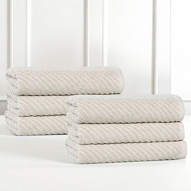 SUPERIOR 6-Piece Amelia Cotton Blend Diagonal Stripes Hand Towel Set