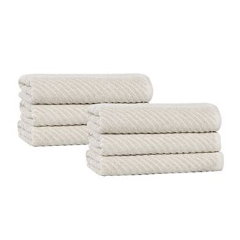 SUPERIOR 6 pc Amelia Cotton Blend Diagonal Stripes Hand Towel Set