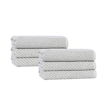 SUPERIOR 6 pc Amelia Cotton Blend Diagonal Stripes Hand Towel Set