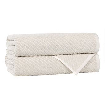 SUPERIOR 2 pc Amelia Cotton Blend Diagonal Stripes Bath Towel Set