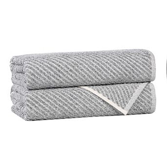SUPERIOR 2 pc Amelia Cotton Blend Diagonal Stripes Bath Towel Set