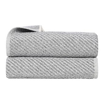 SUPERIOR 2 pc Amelia Cotton Blend Diagonal Stripes Bath Sheet Set