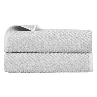 SUPERIOR 2 pc Amelia Cotton Blend Diagonal Stripes Bath Sheet Set