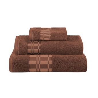 SUPERIOR 3 pc Larissa Greek Scroll and Floral Pattern Cotton Assorted Towel Set