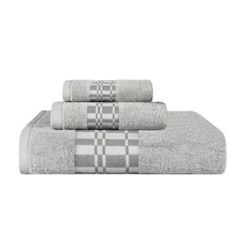 SUPERIOR 3 pc Larissa Greek Scroll and Floral Pattern Cotton Assorted Towel Set