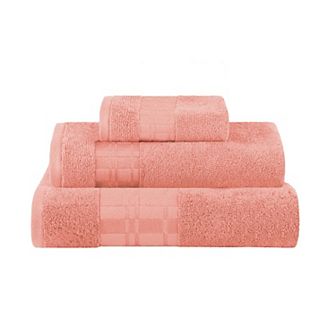 SUPERIOR 3 pc Larissa Greek Scroll and Floral Pattern Cotton Assorted Towel Set