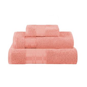 SUPERIOR 3 pc Larissa Greek Scroll and Floral Pattern Cotton Assorted Towel Set