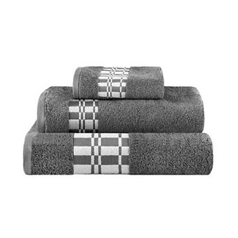 SUPERIOR 3 pc Larissa Greek Scroll and Floral Pattern Cotton Assorted Towel Set