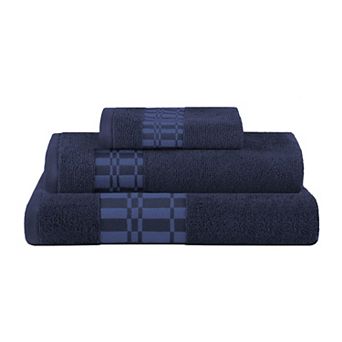 SUPERIOR 3 pc Larissa Greek Scroll and Floral Pattern Cotton Assorted Towel Set