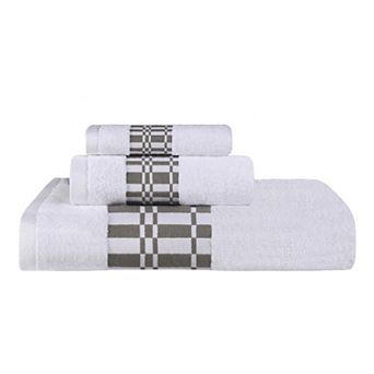 SUPERIOR 3 pc Larissa Greek Scroll and Floral Pattern Cotton Assorted Towel Set