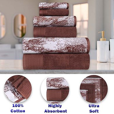 SUPERIOR 12-Piece Cotton Quick-Drying Solid and Marble Face Towel Set