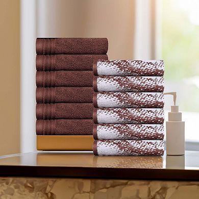 SUPERIOR 12-Piece Cotton Quick-Drying Solid and Marble Face Towel Set