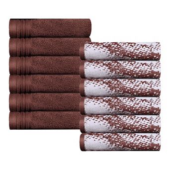 SUPERIOR 12 pc Cotton Quick-Drying Solid and Marble Face Towel Set
