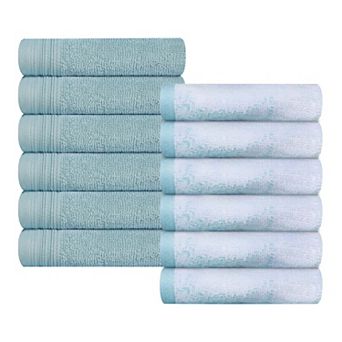 SUPERIOR 12 pc Cotton Quick-Drying Solid and Marble Face Towel Set