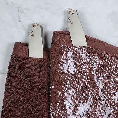 SUPERIOR 6-Piece Cotton Quick-Drying Solid and Marble Hand Towel Set