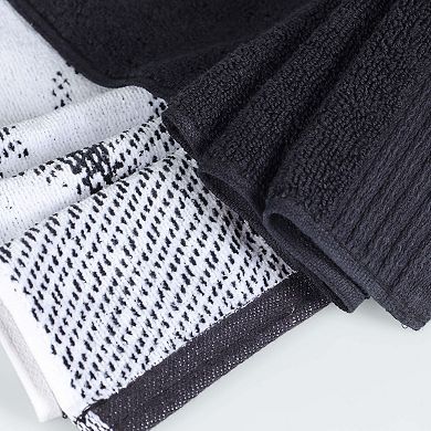 SUPERIOR 6-Piece Cotton Quick-Drying Solid and Marble Hand Towel Set
