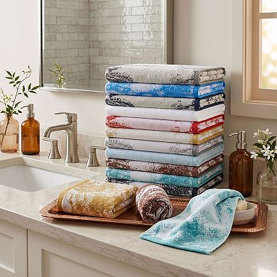 SUPERIOR 6-Piece Cotton Quick-Drying Solid and Marble Hand Towel Set