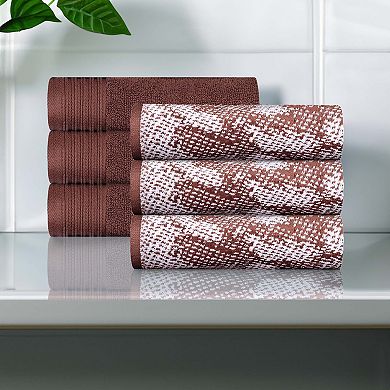 SUPERIOR 6-Piece Cotton Quick-Drying Solid and Marble Hand Towel Set